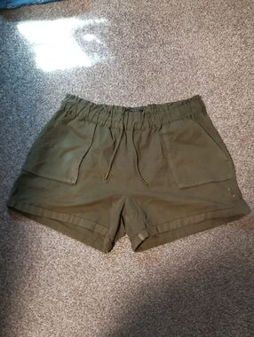 Women’s Olive Green Drawstring Utility Shorts